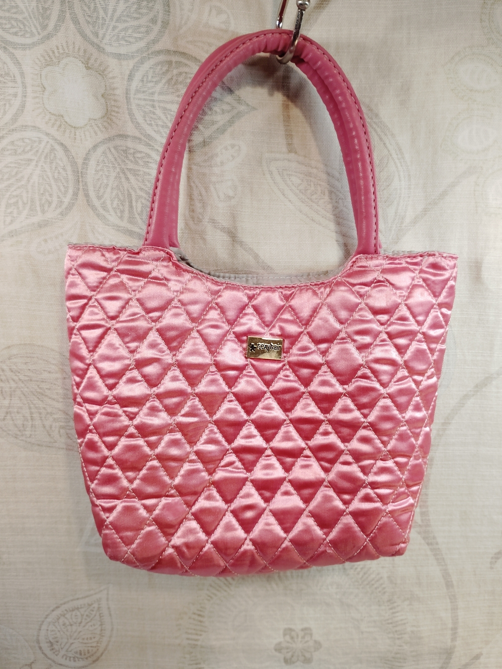 Sexyhair Quilted Pink Satin Tote with Top Handles